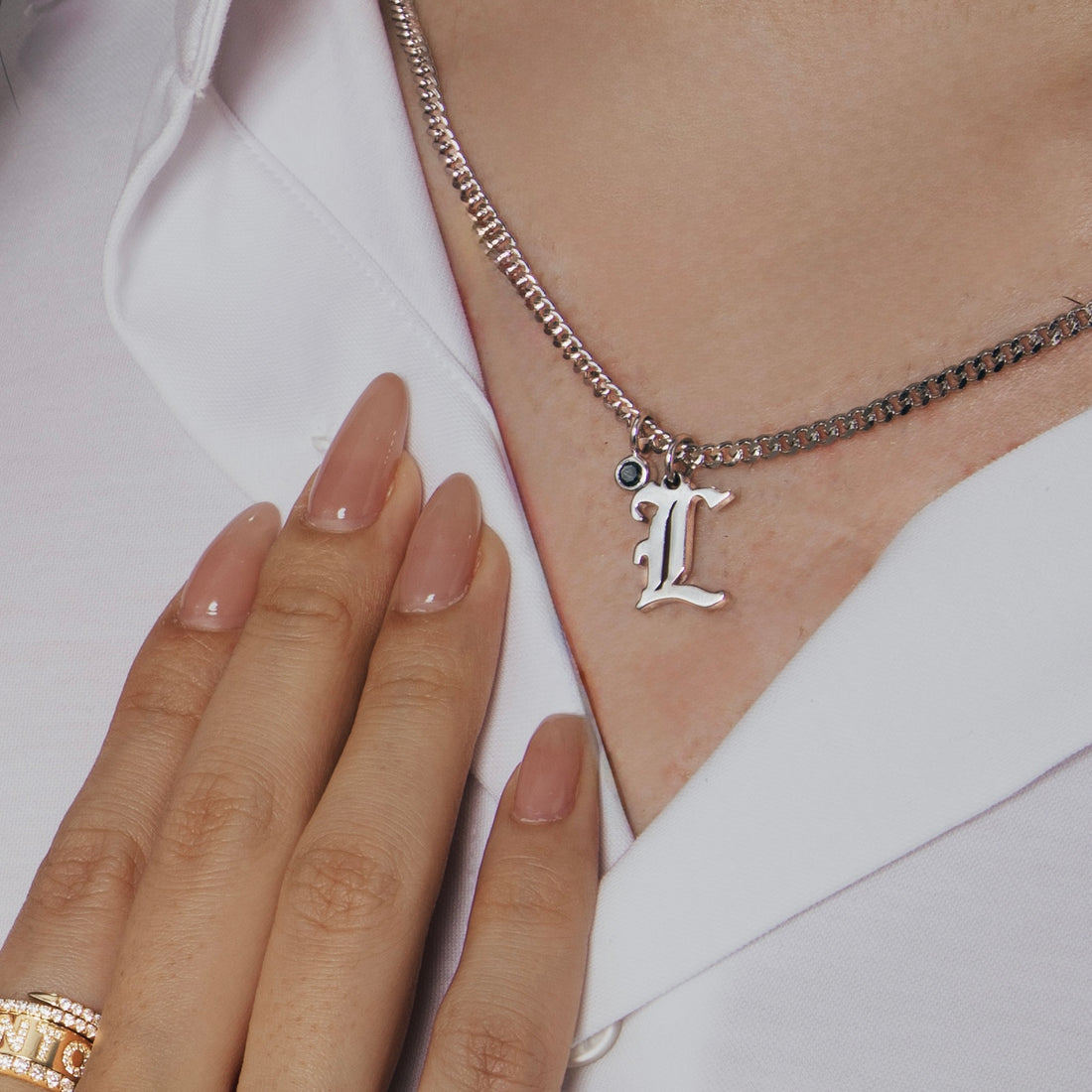 Rowan Gothic Initial Necklace - Men's