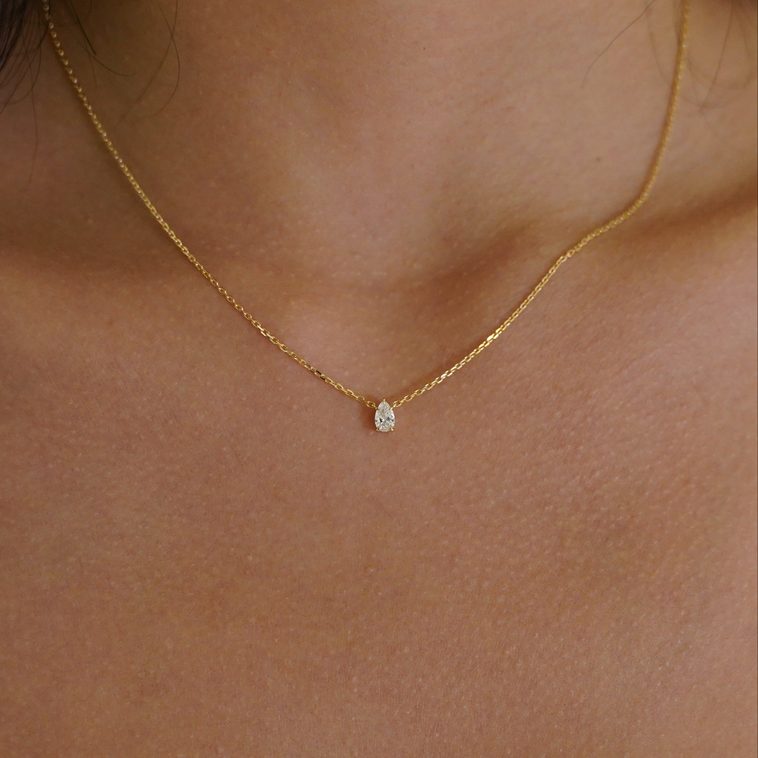 Solitaire Pear Diamond Necklace - 0.30ct